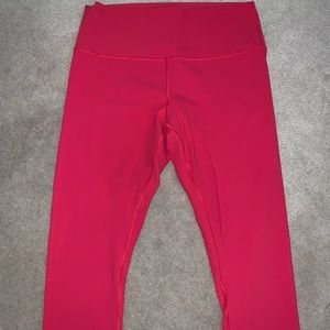 Pink/Coral lululmeon cropped leggings | WORN ONCE